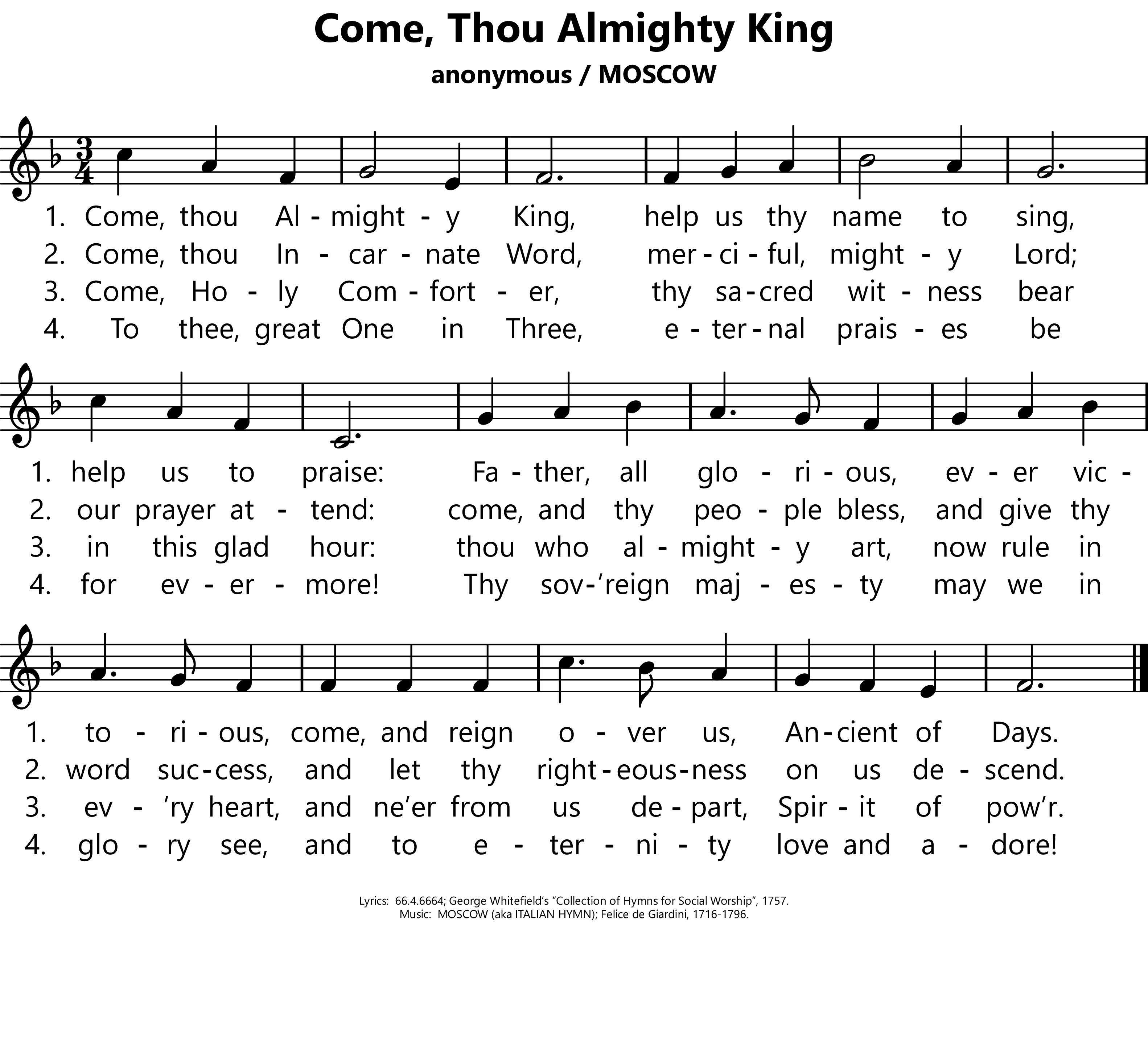 Come, Thou Almighty King [anonymous]